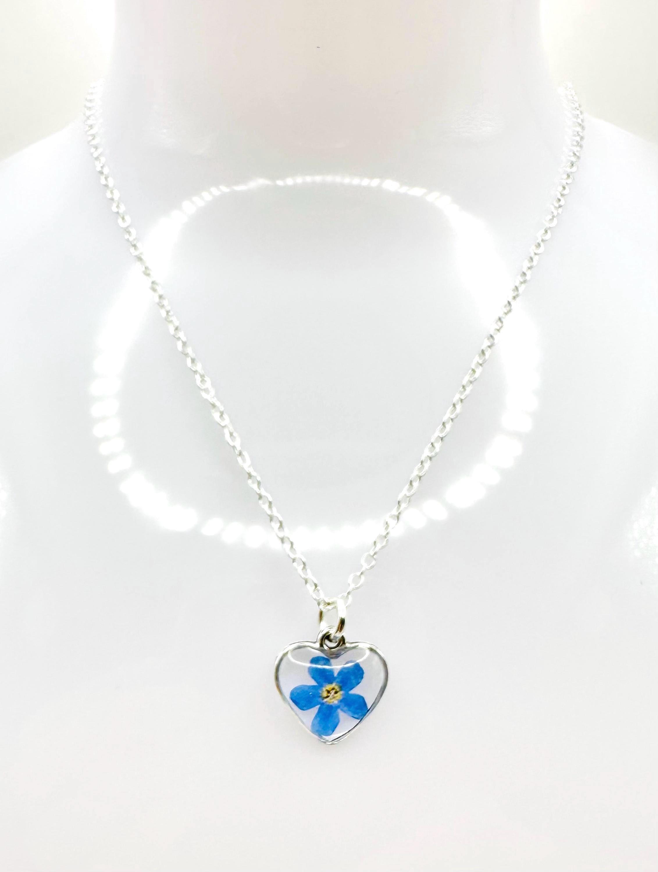 Pressed Forget-Me-Not Necklace: Real Montana Wildflower Jewelry