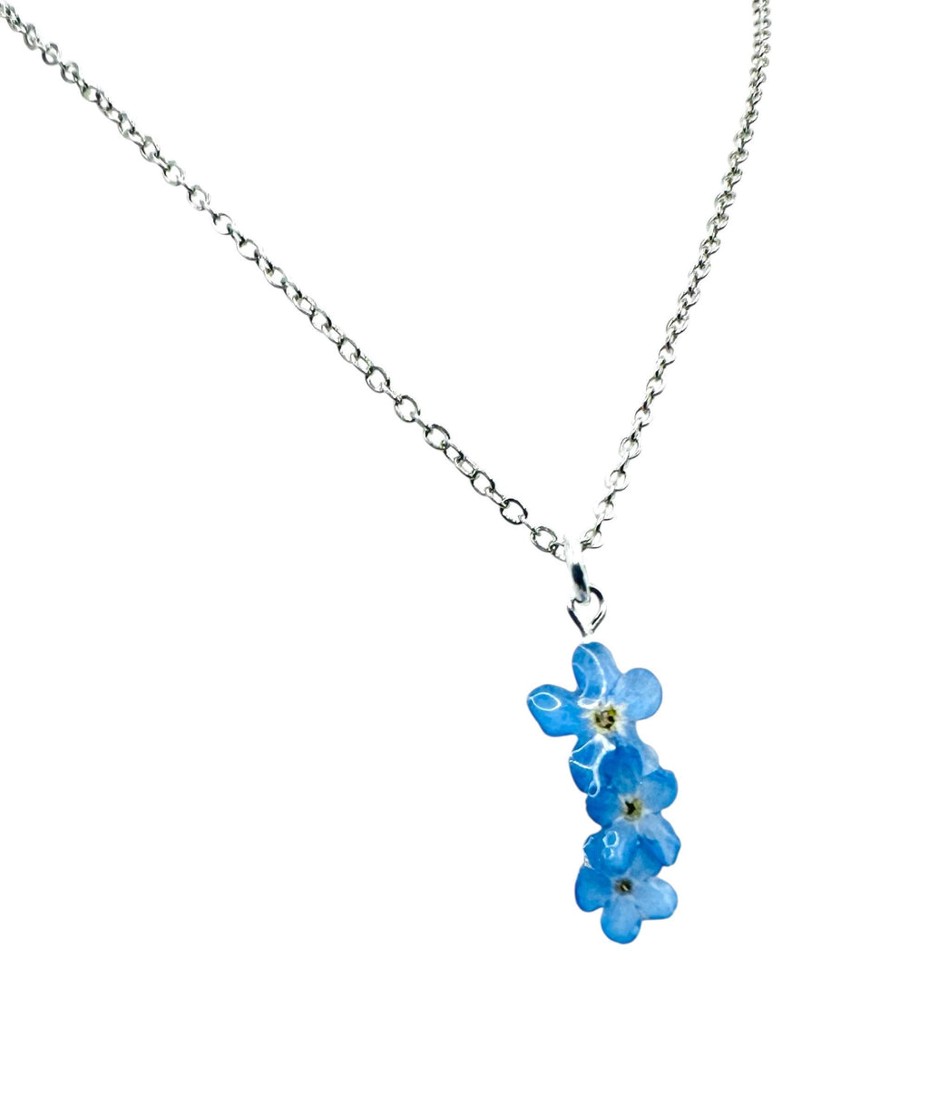 Pressed Forget-Me-Not Wildflower Necklace: Montana Handmade Jewelry
