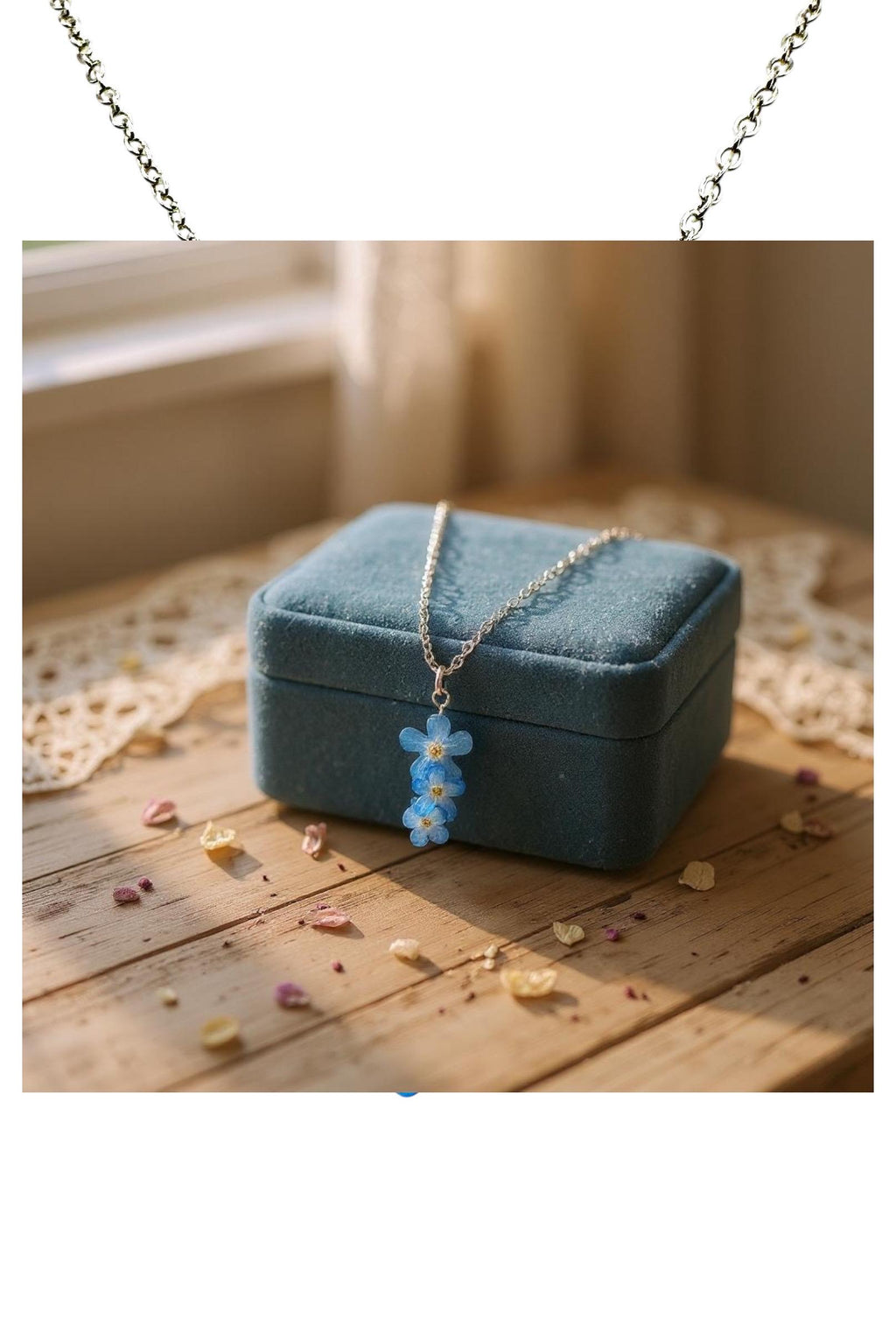 Pressed Forget-Me-Not Wildflower Necklace: Montana Handmade Jewelry