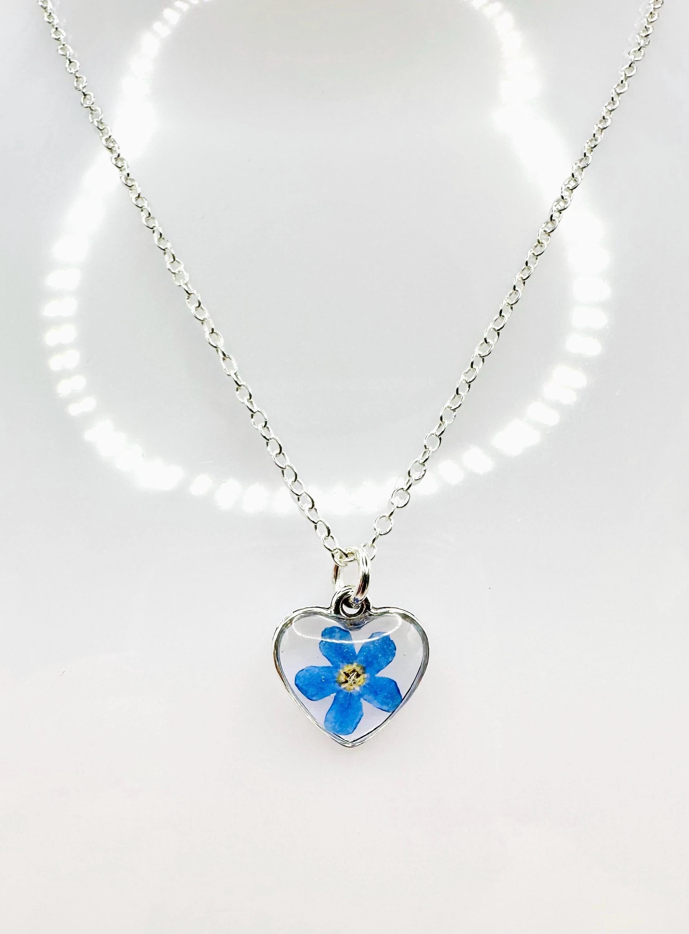 Pressed Forget-Me-Not Necklace: Real Montana Wildflower Jewelry