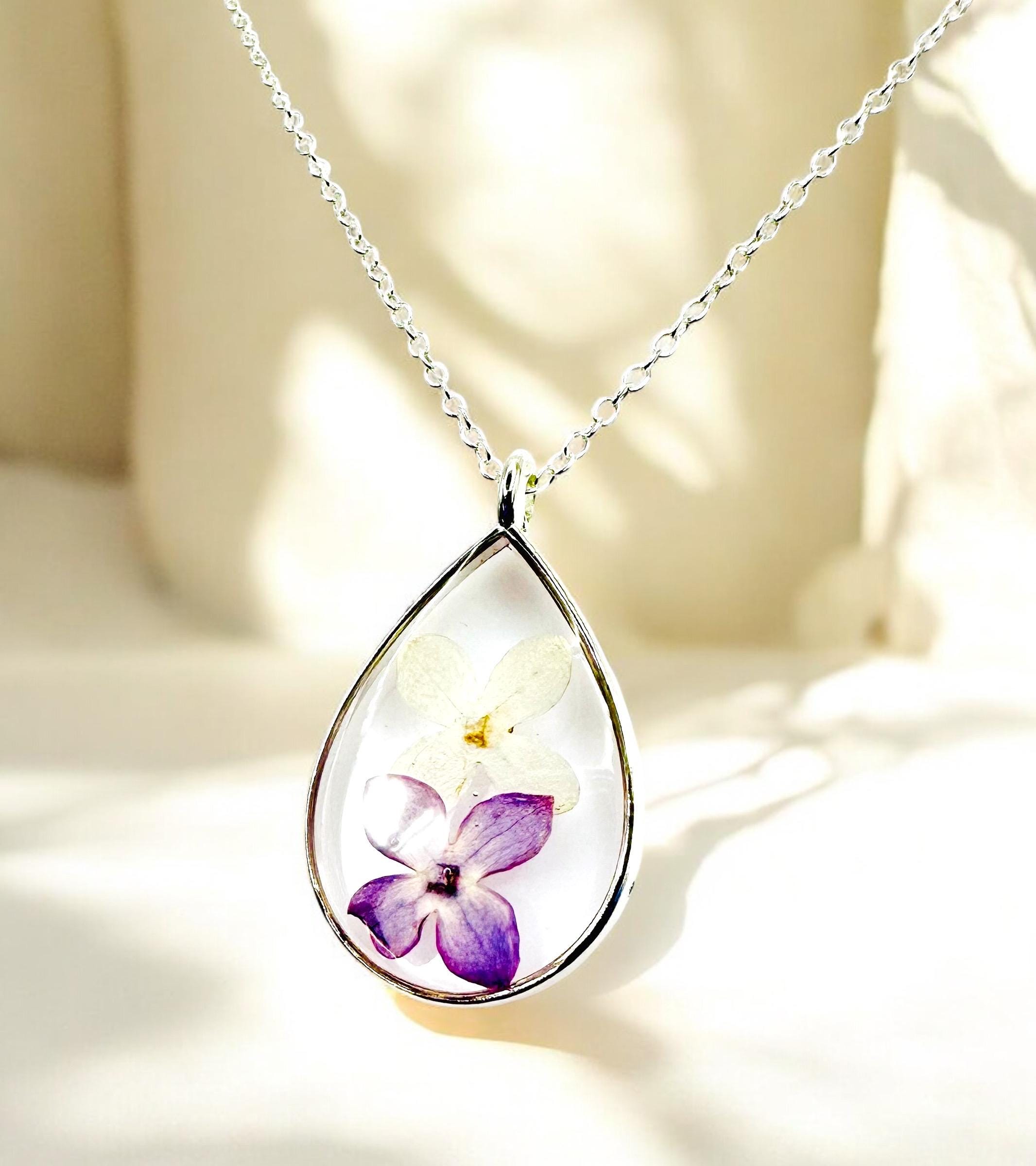 Pressed Montana Lilacs Necklace: Handmade