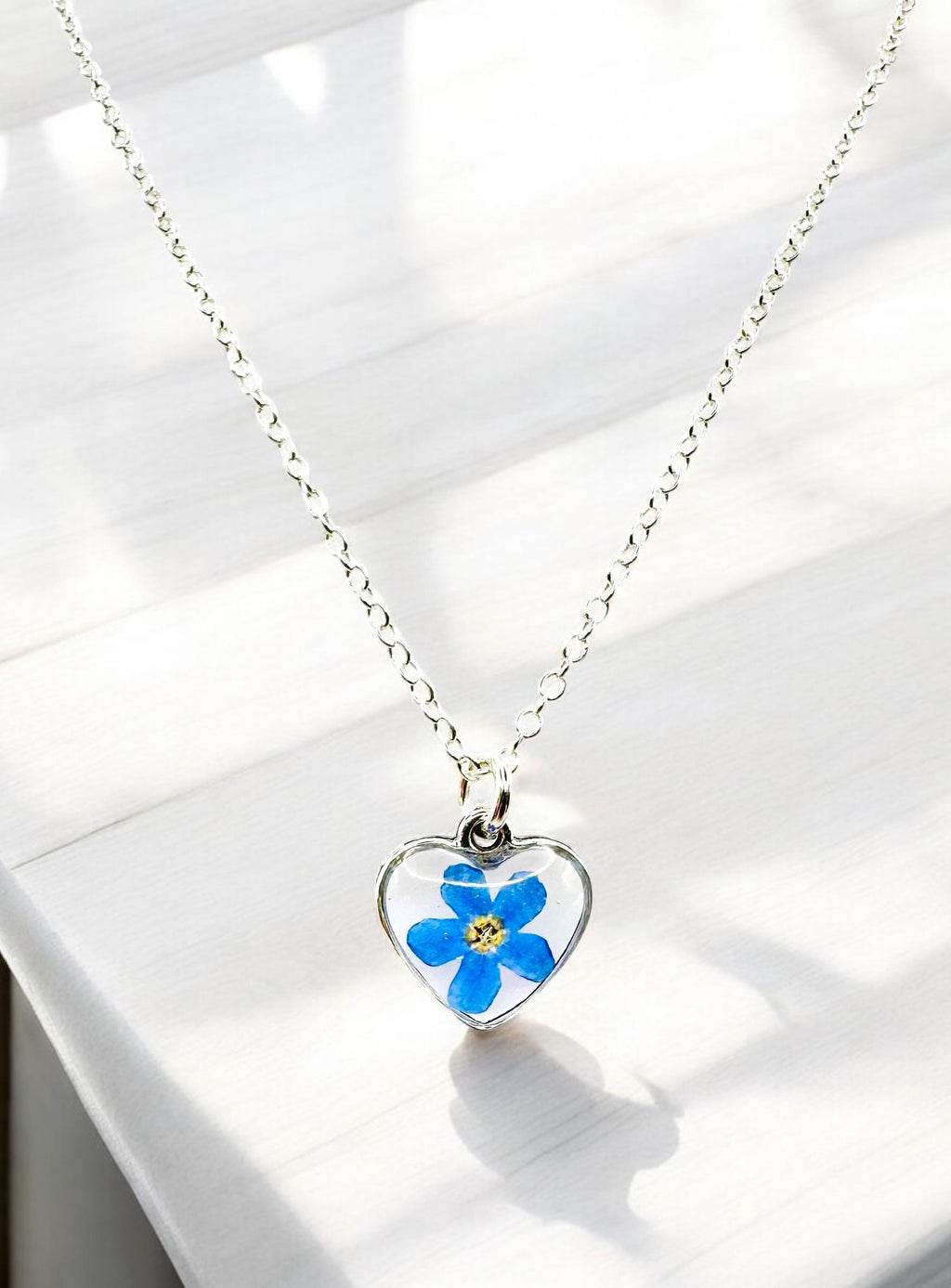 Pressed Forget-Me-Not Necklace: Real Montana Wildflower Jewelry