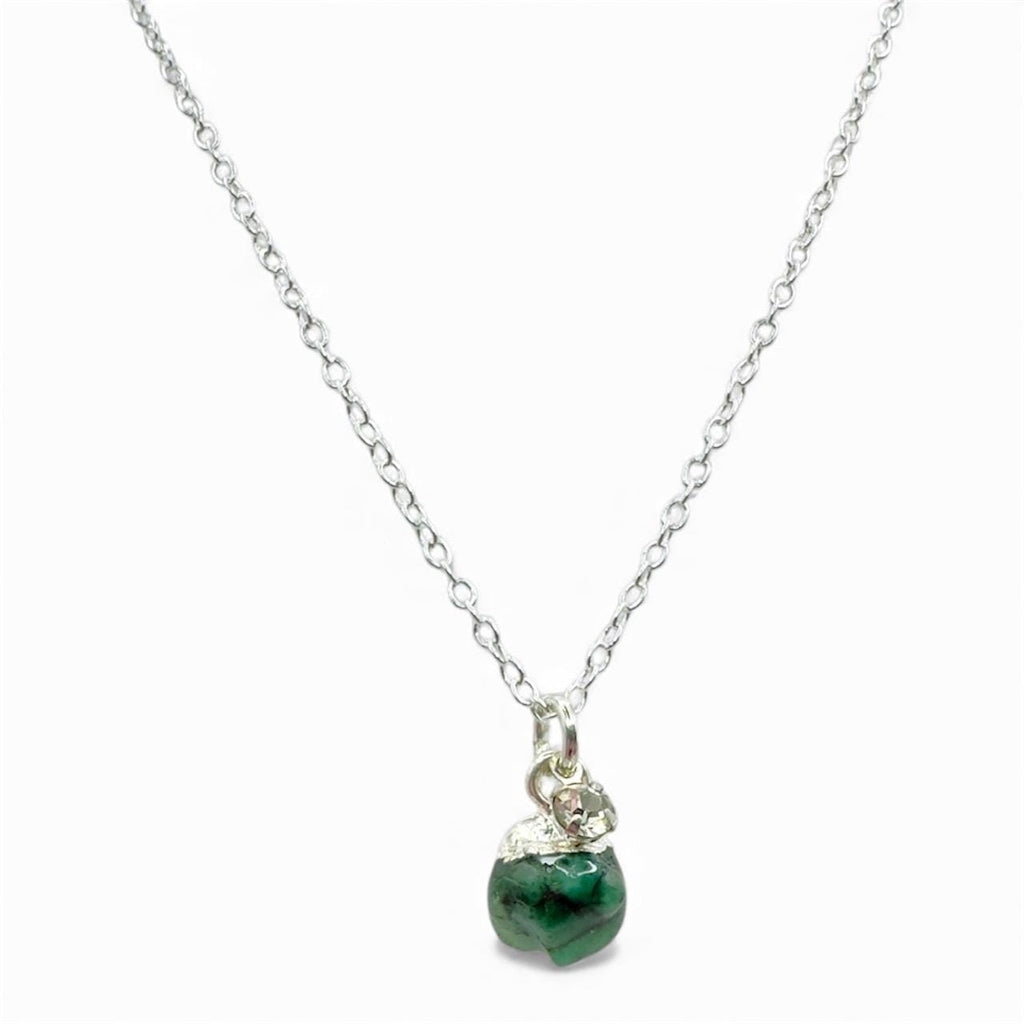 Emerald Necklace with Brilliant CZ Charm: Made in Montana