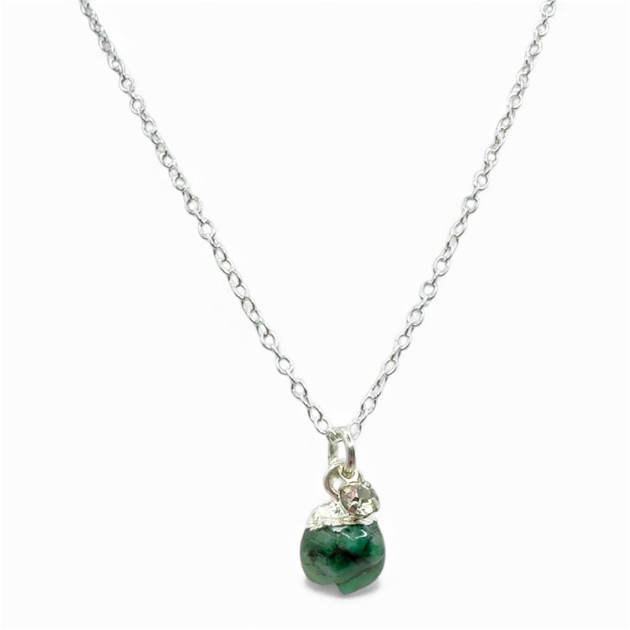 Emerald Necklace with Brilliant CZ Charm: Made in Montana