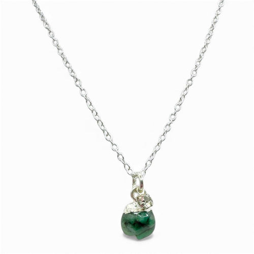 Emerald Necklace with Brilliant CZ Charm: Made in Montana