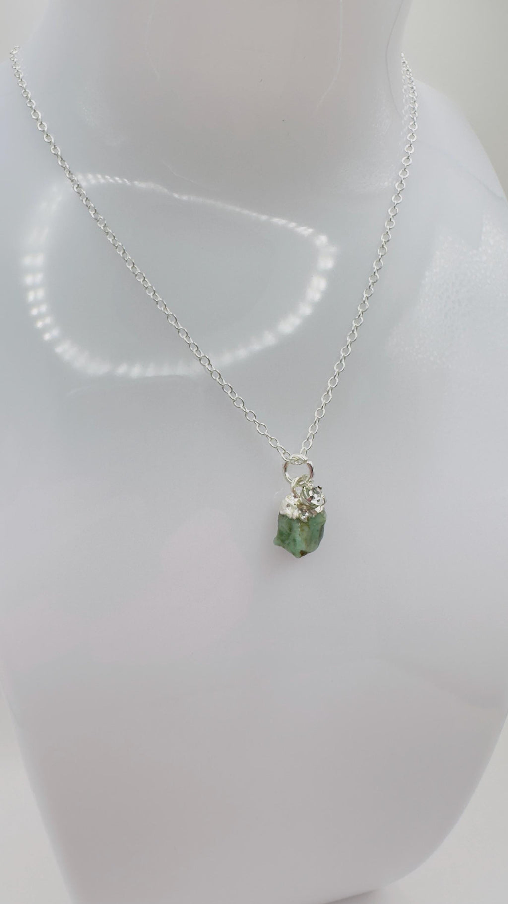 Emerald Necklace with Brilliant CZ Charm: Made in Montana