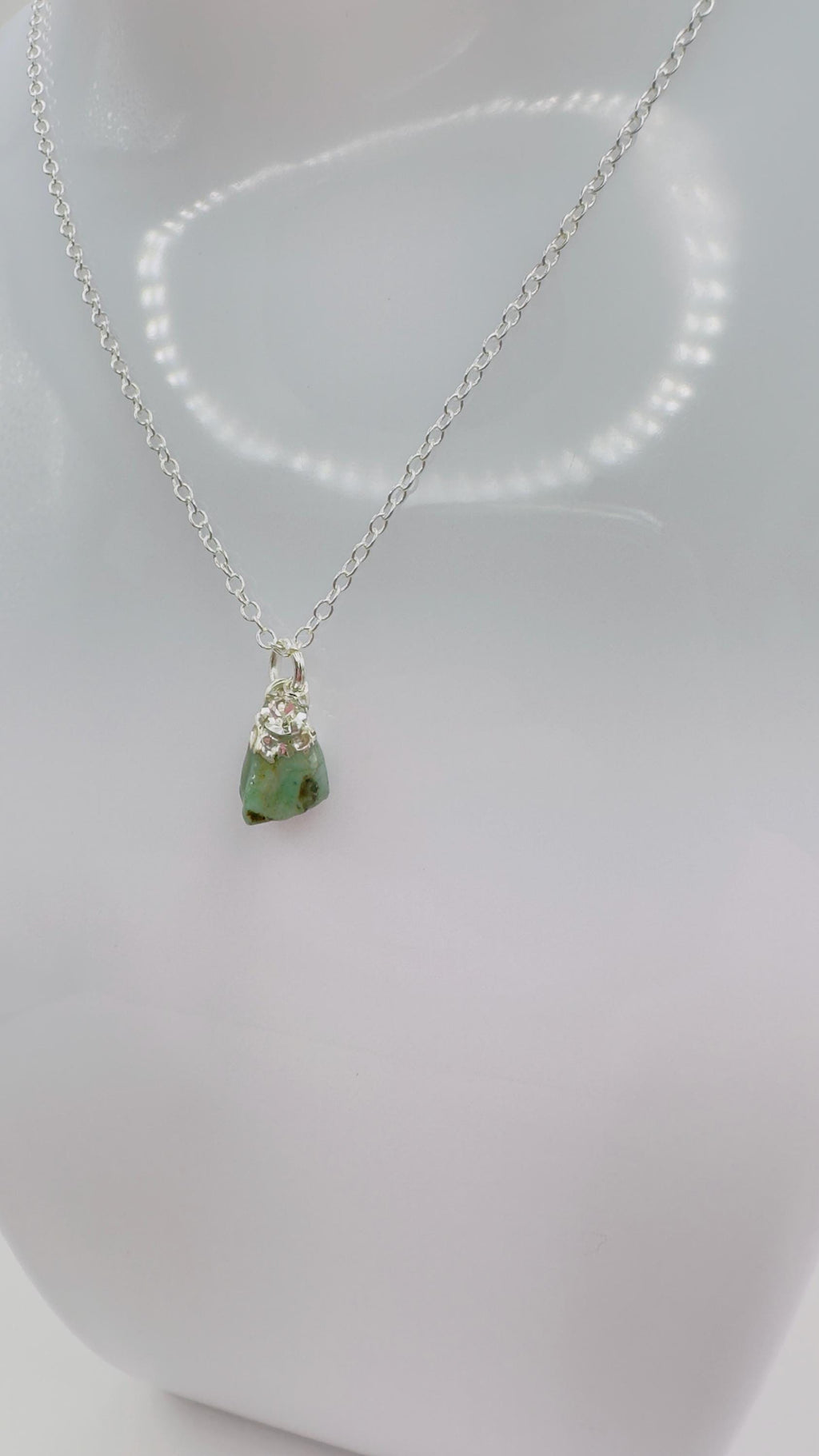 Emerald Necklace with Brilliant CZ Charm: Made in Montana