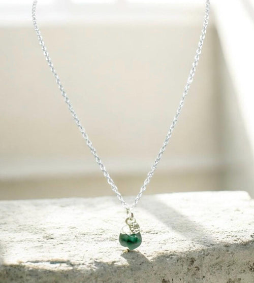 Emerald Necklace with Brilliant CZ Charm: Made in Montana