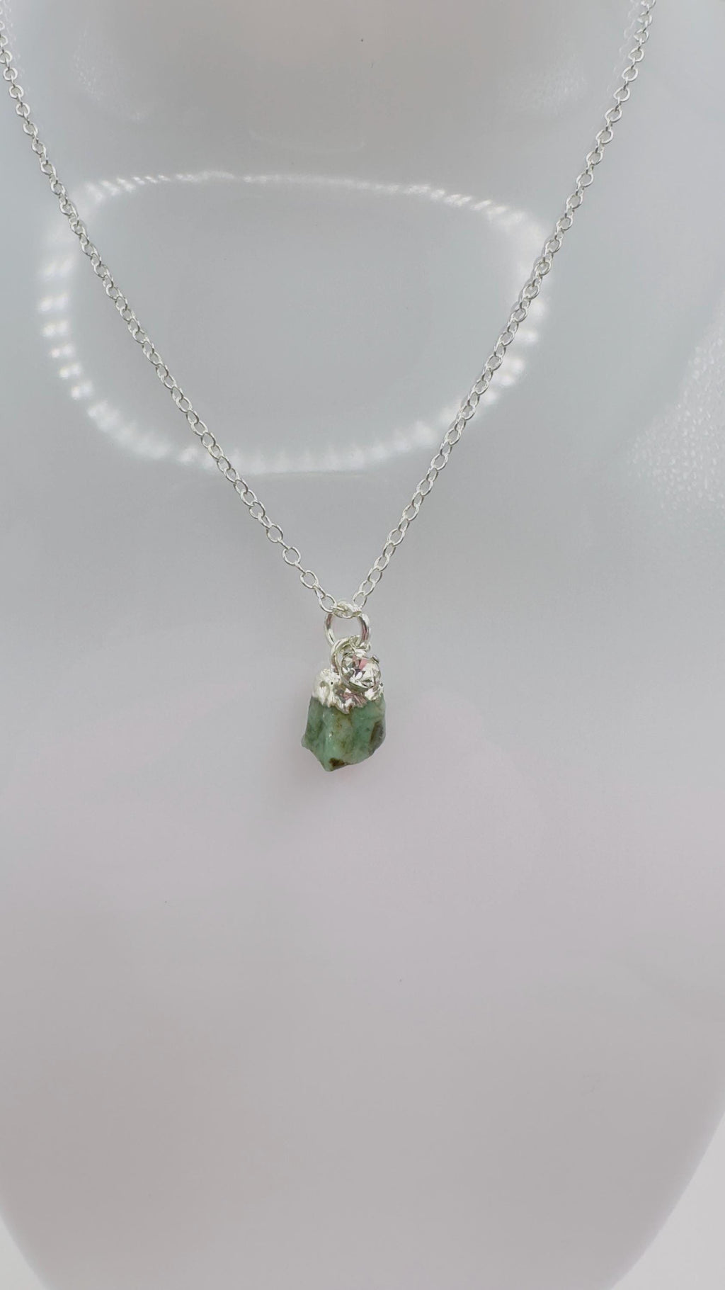 Emerald Necklace with Brilliant CZ Charm: Made in Montana